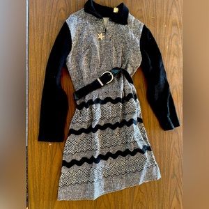 Vintage 1970 Vicky Vaughn black dress with original black Patton belt.
